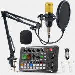 Professional F998 Sound Card Cantilever Microphone Set with Sound Card Karaoke Live Podcast Equipment Does it include a stand?